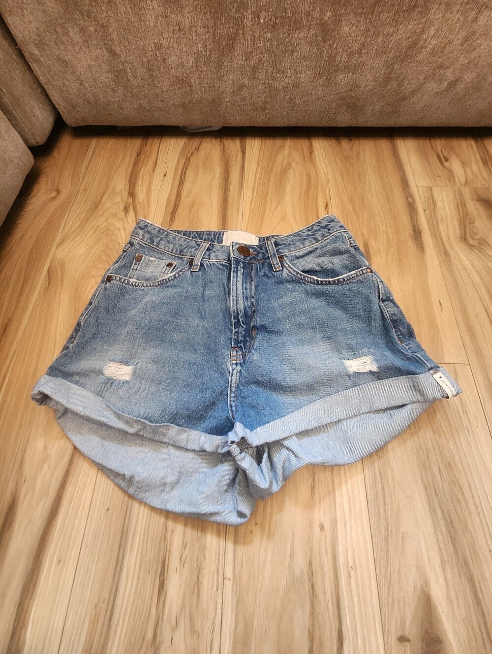 One Teaspoon High Waist Bandit Denim Shorts, Size 27